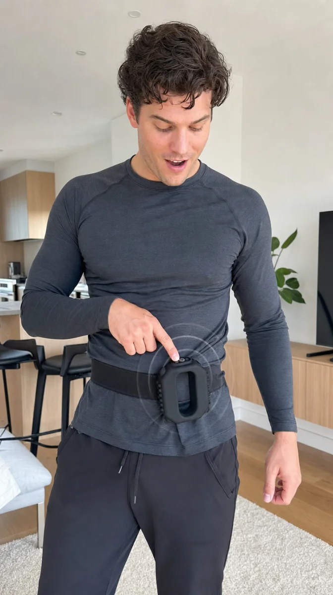 CorePulse ring worn around the waist at home